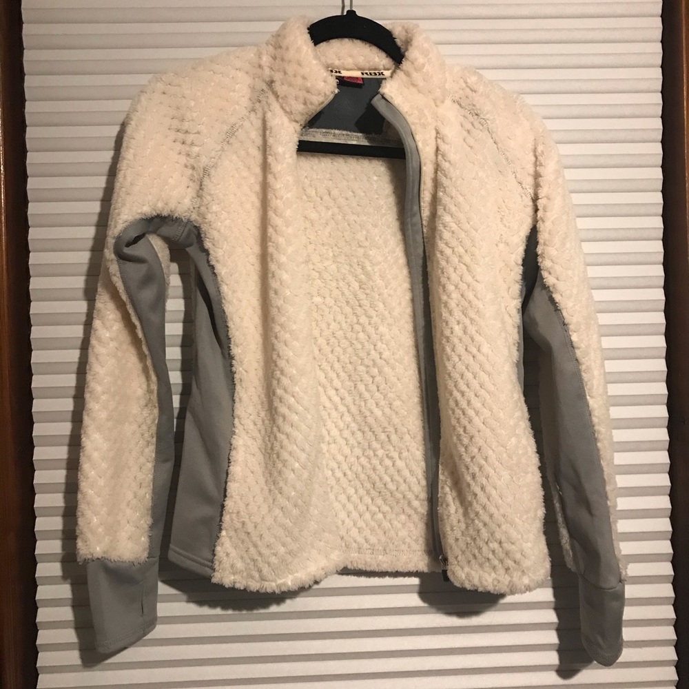 Reebok- furry zip up jacket w/thumb holes